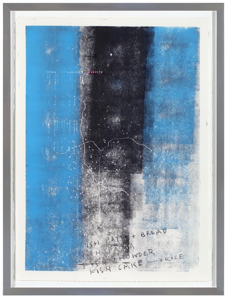 Click the image for a view of: Apotropos (Fish). 2014. Lithographic ink, litho crayon. 760X560mm
